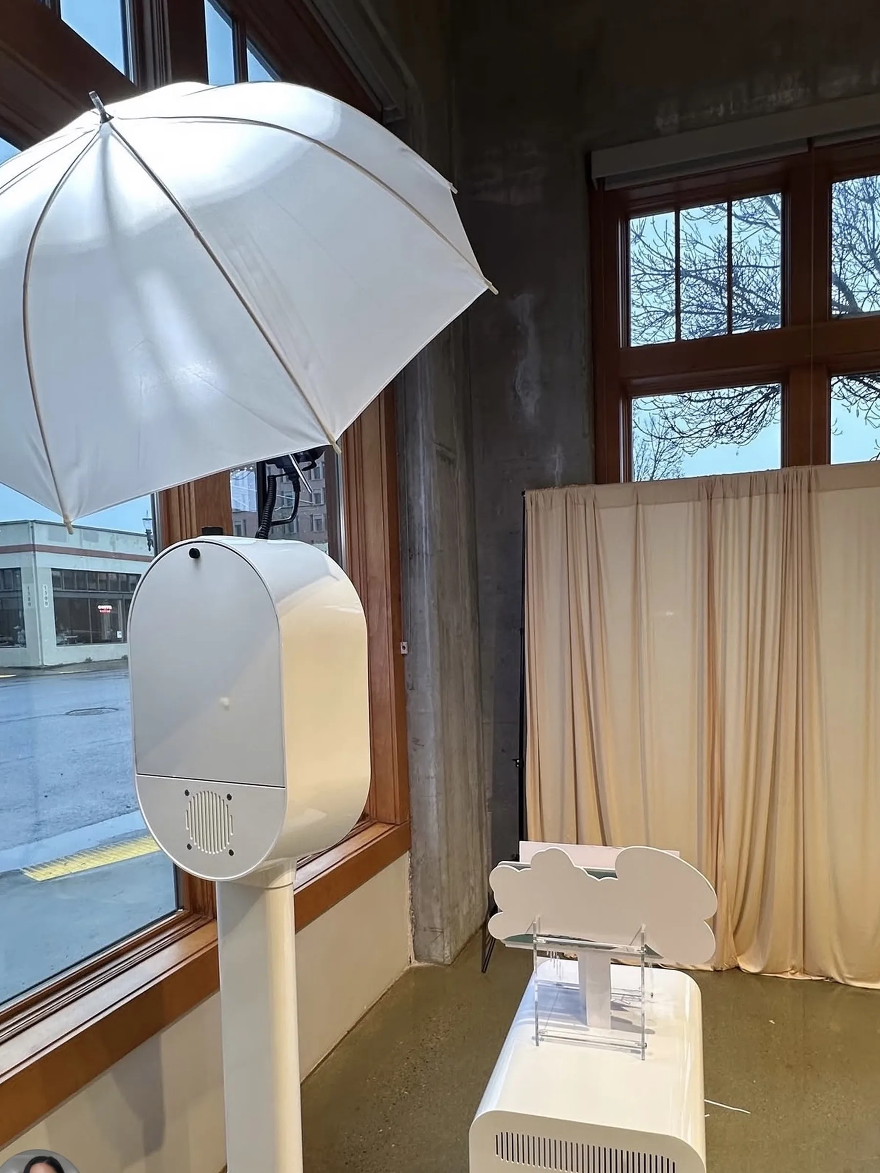 The photo booth set up and lit before guests arrive.